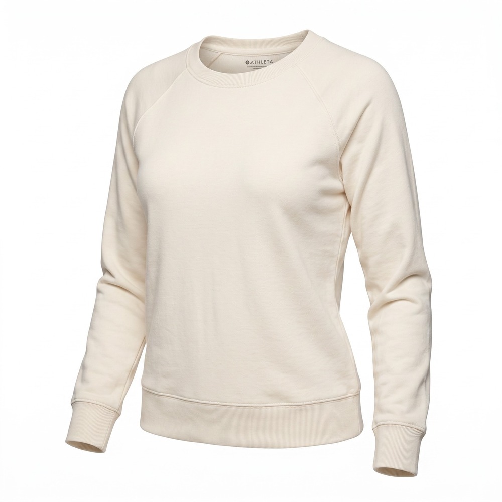 Athleta Coaster Luxe Sweatshirt Calla Lily Cream Raglan Pullover 405162 XS